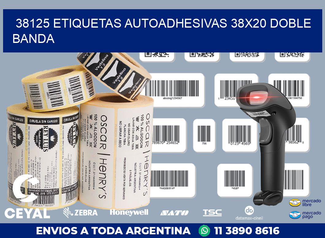 38125 ETIQUETAS AUTOADHESIVAS 38X20 DOBLE BANDA
