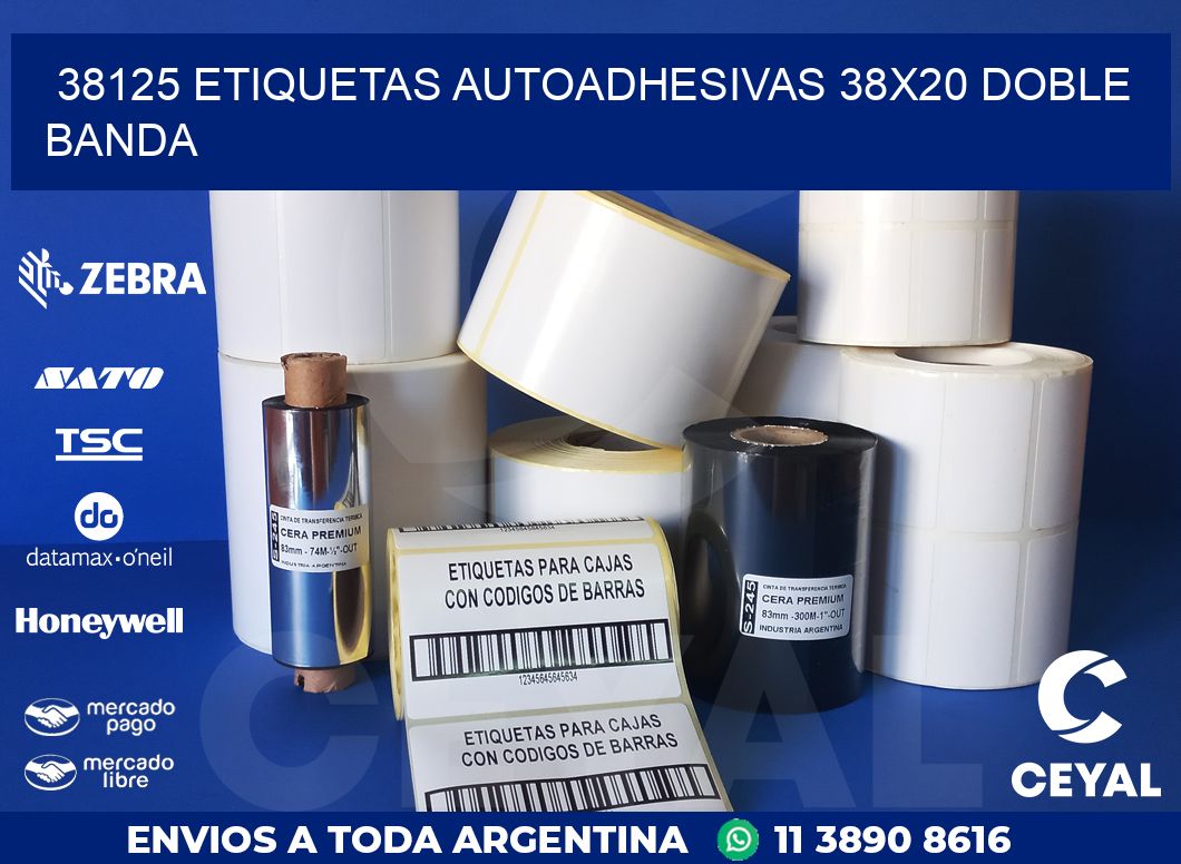 38125 ETIQUETAS AUTOADHESIVAS 38X20 DOBLE BANDA