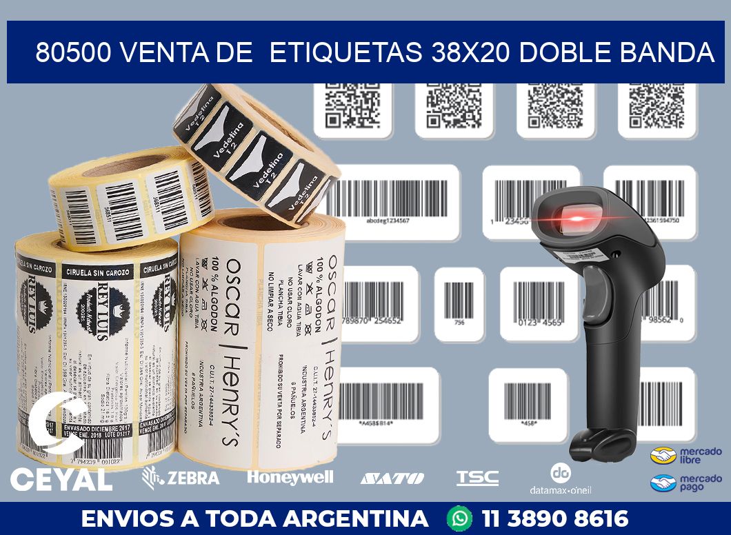 80500 VENTA DE  ETIQUETAS 38X20 DOBLE BANDA