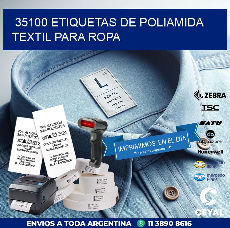 35100 ETIQUETAS DE POLIAMIDA TEXTIL PARA ROPA