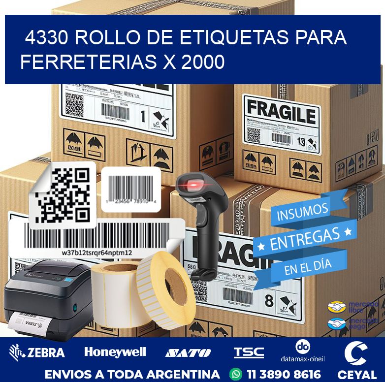 4330 ROLLO DE ETIQUETAS PARA FERRETERIAS X 2000