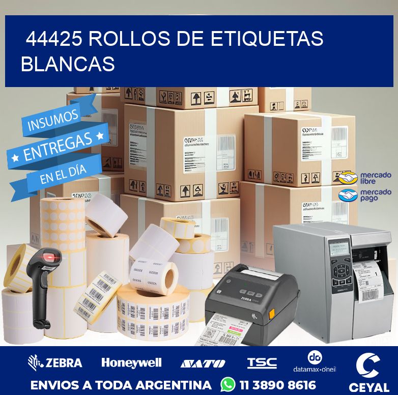 44425 ROLLOS DE ETIQUETAS BLANCAS