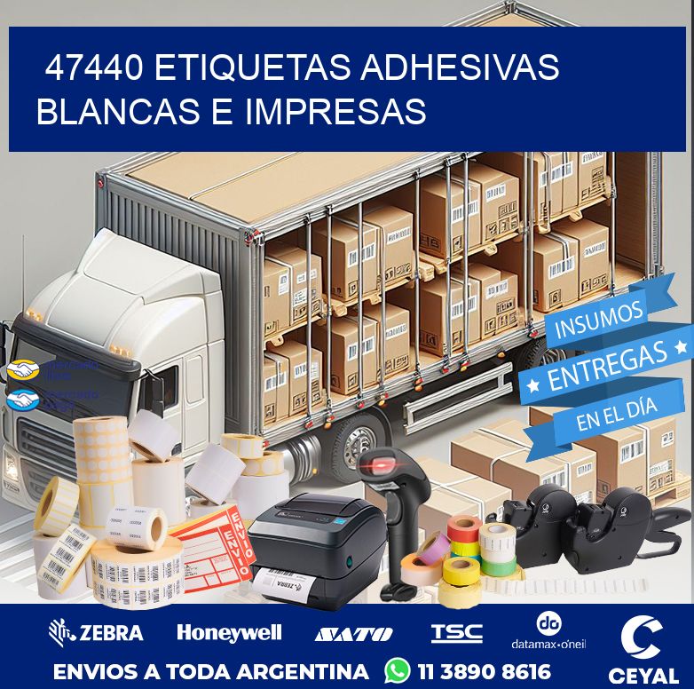 47440 ETIQUETAS ADHESIVAS BLANCAS E IMPRESAS