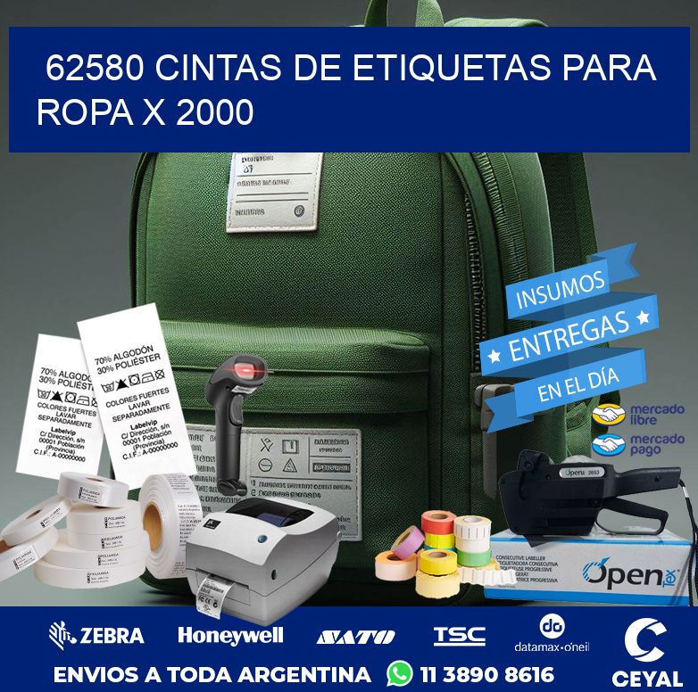 62580 CINTAS DE ETIQUETAS PARA ROPA X 2000