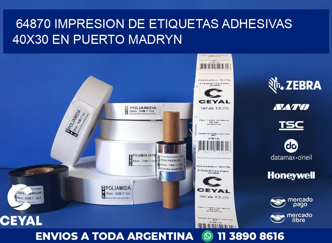 64870 IMPRESION DE ETIQUETAS ADHESIVAS 40X30 EN PUERTO MADRYN