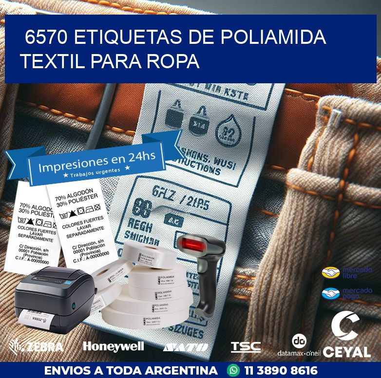 6570 ETIQUETAS DE POLIAMIDA TEXTIL PARA ROPA