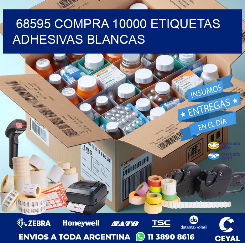 68595 COMPRA 10000 ETIQUETAS ADHESIVAS BLANCAS