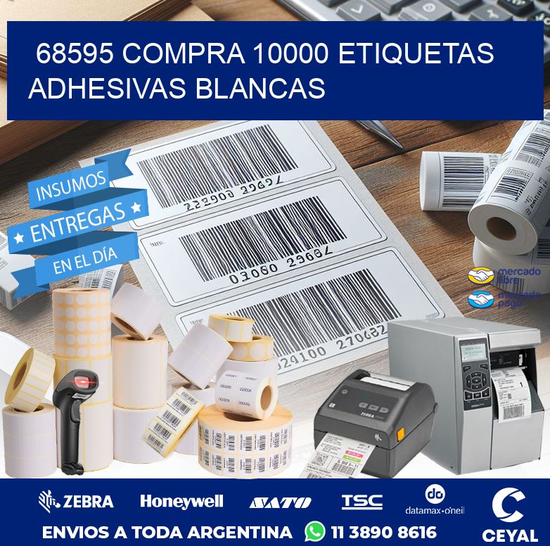 68595 COMPRA 10000 ETIQUETAS ADHESIVAS BLANCAS