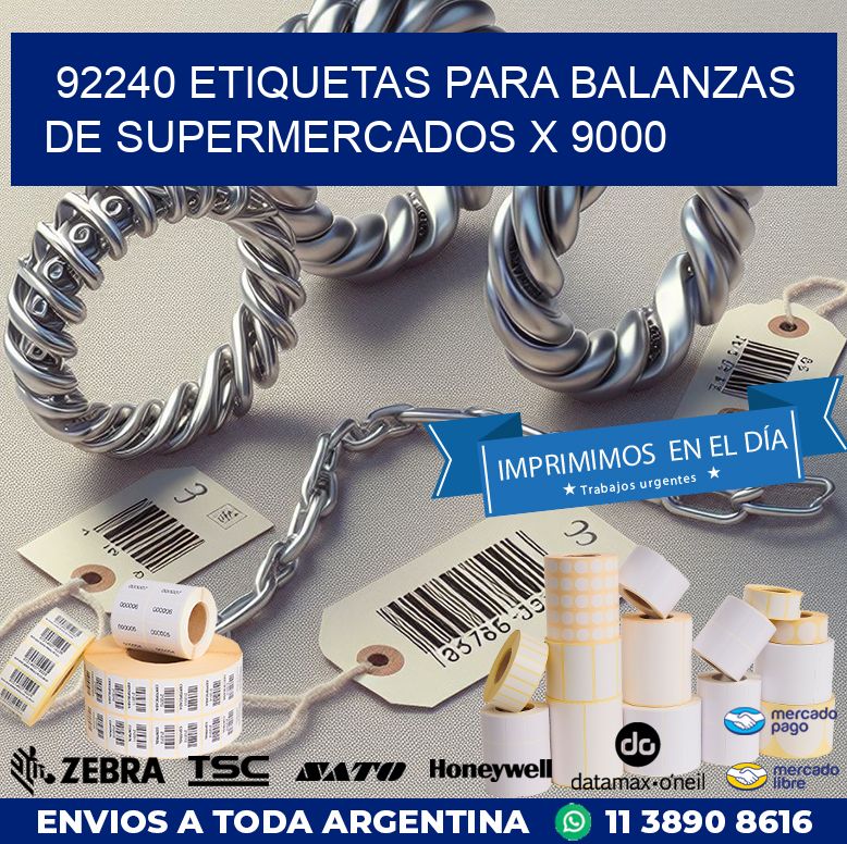 92240 ETIQUETAS PARA BALANZAS DE SUPERMERCADOS X 9000
