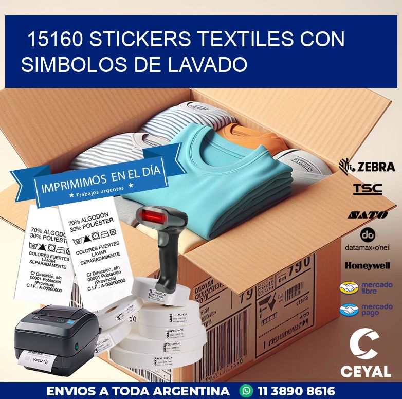 15160 STICKERS TEXTILES CON SIMBOLOS DE LAVADO