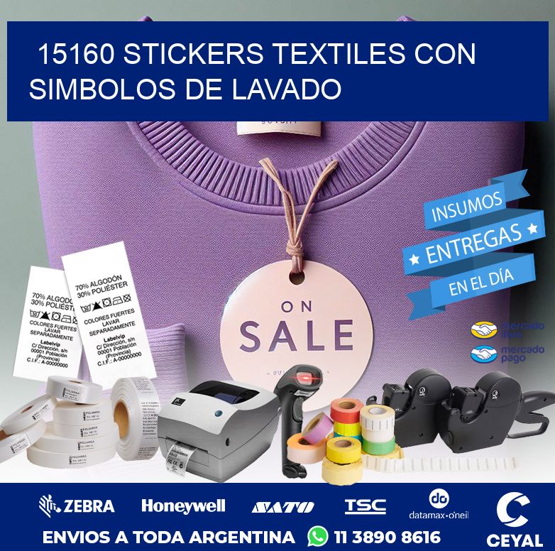 15160 STICKERS TEXTILES CON SIMBOLOS DE LAVADO