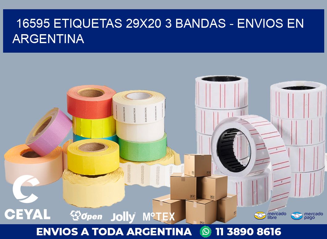 16595 ETIQUETAS 29X20 3 BANDAS - ENVIOS EN ARGENTINA