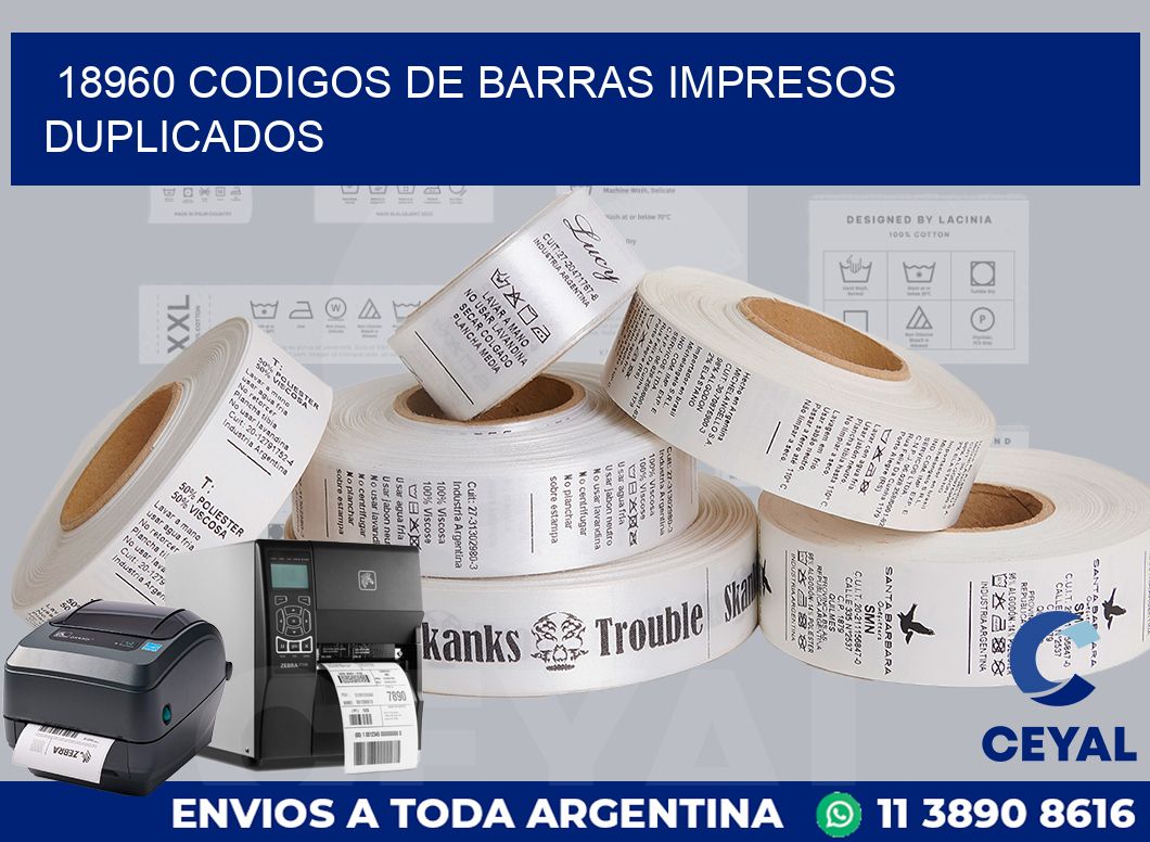 18960 codigos de barras impresos duplicados