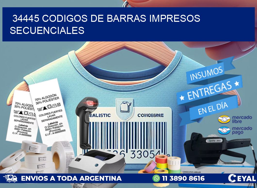 34445 codigos de barras impresos secuenciales