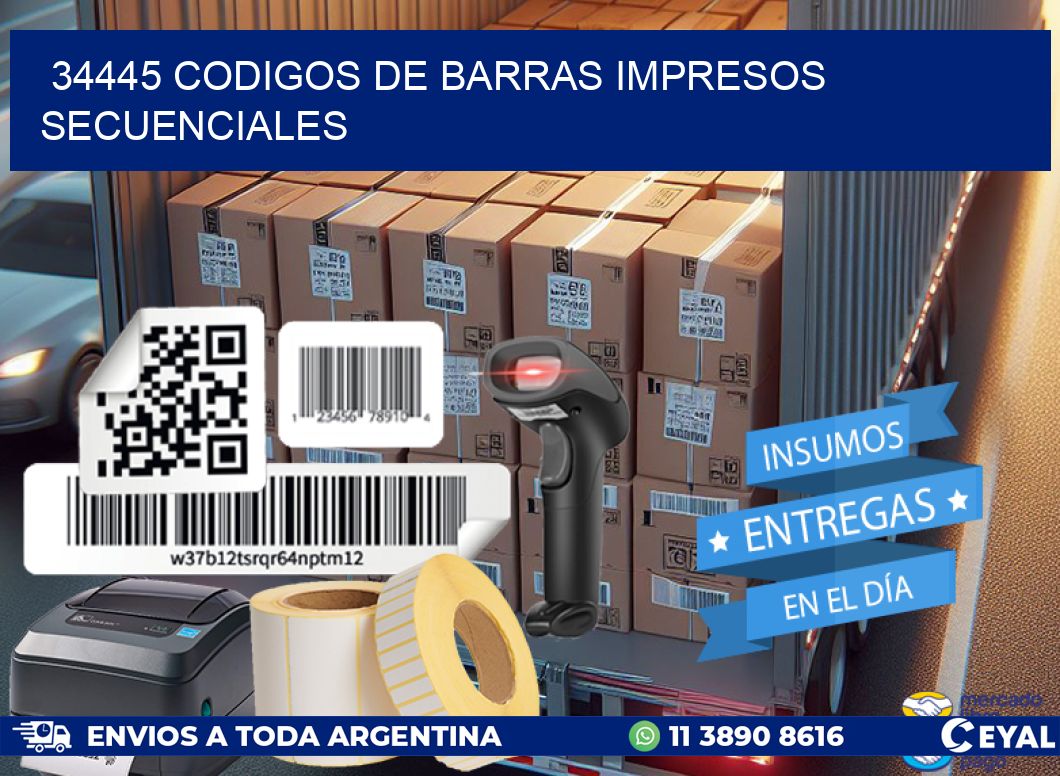 34445 codigos de barras impresos secuenciales