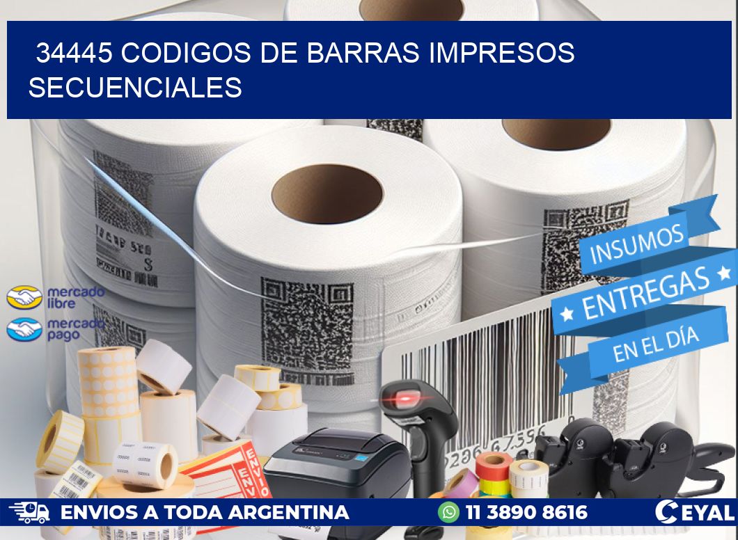 34445 codigos de barras impresos secuenciales