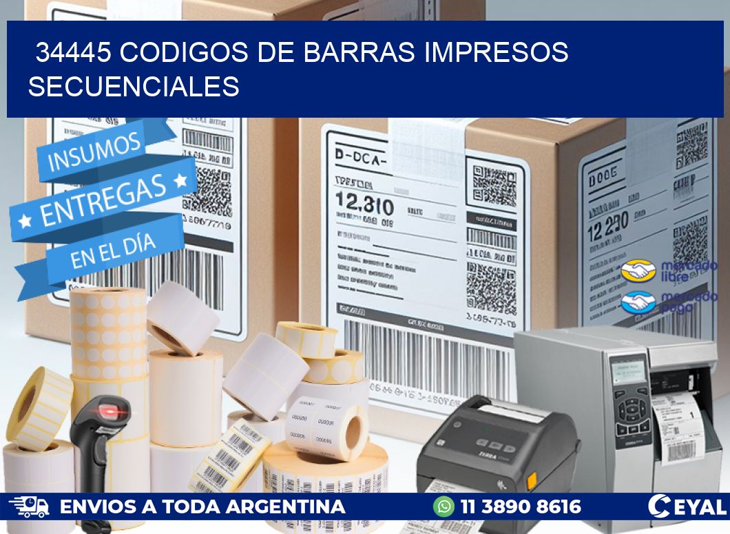 34445 codigos de barras impresos secuenciales