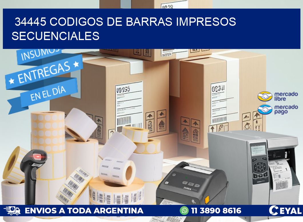 34445 codigos de barras impresos secuenciales