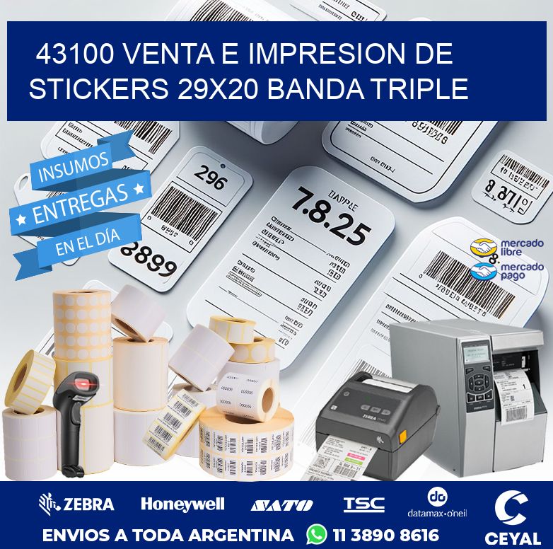 43100 VENTA E IMPRESION DE STICKERS 29X20 BANDA TRIPLE