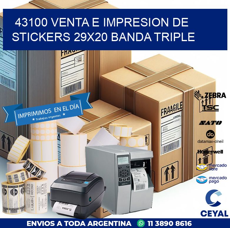 43100 VENTA E IMPRESION DE STICKERS 29X20 BANDA TRIPLE
