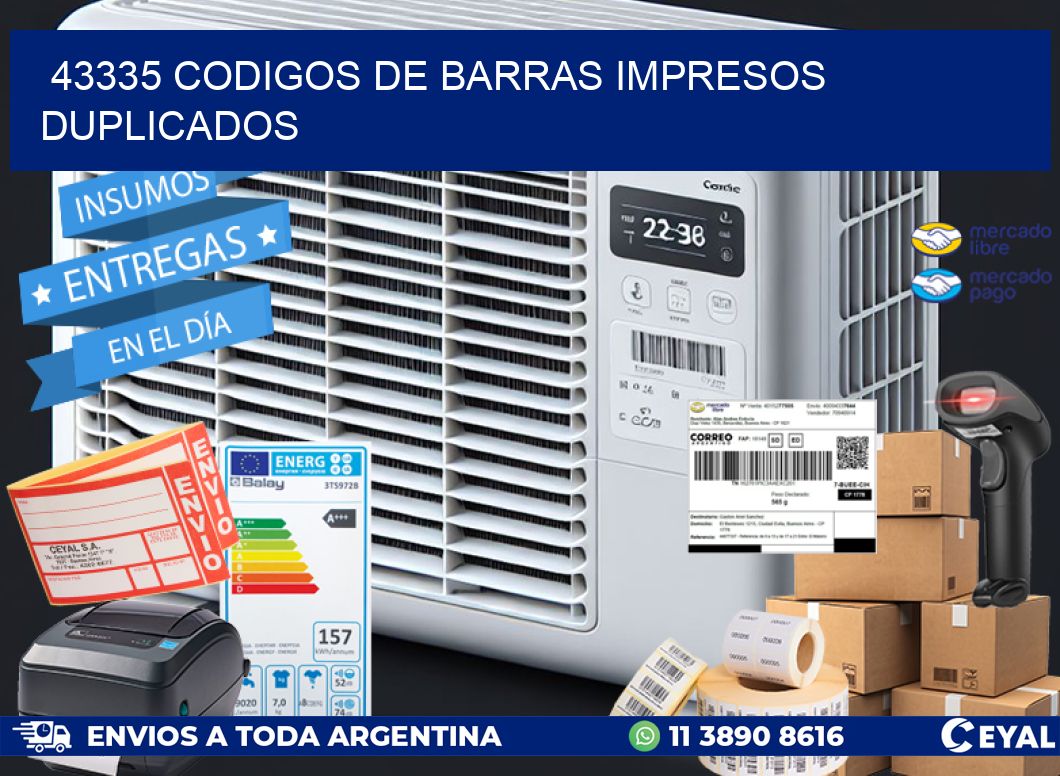 43335 codigos de barras impresos duplicados