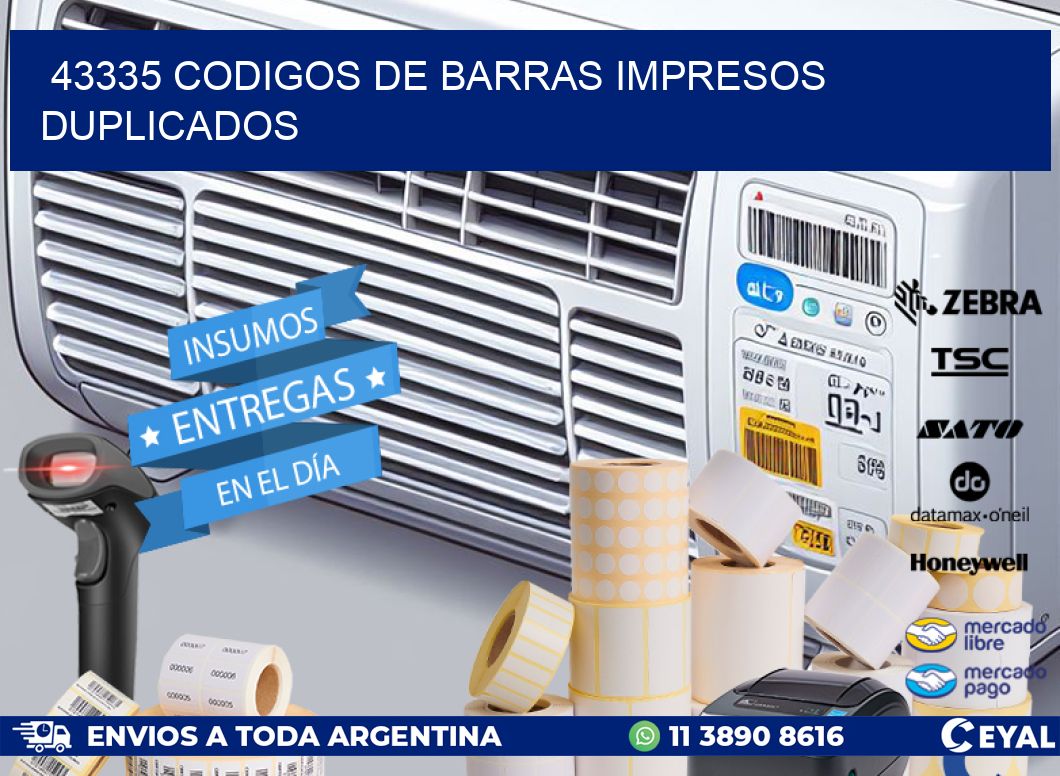 43335 codigos de barras impresos duplicados