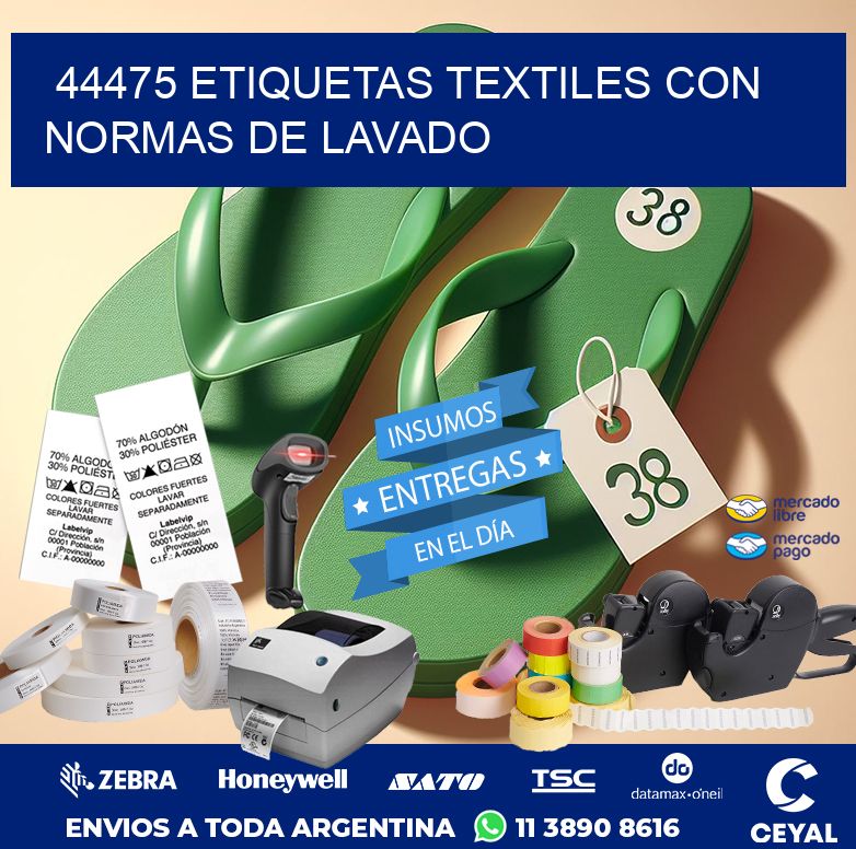 44475 ETIQUETAS TEXTILES CON NORMAS DE LAVADO