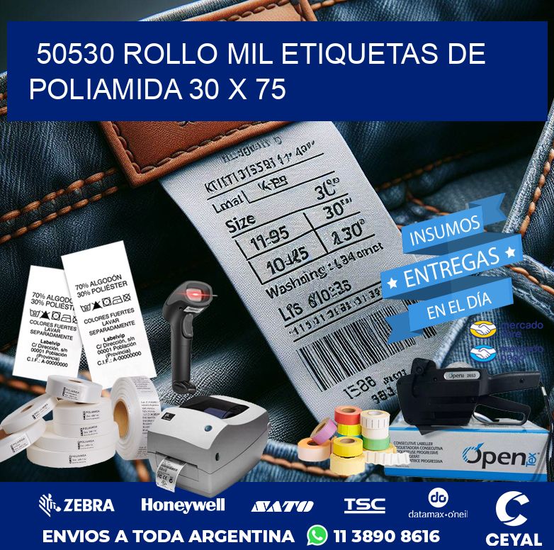 50530 ROLLO MIL ETIQUETAS DE POLIAMIDA 30 X 75