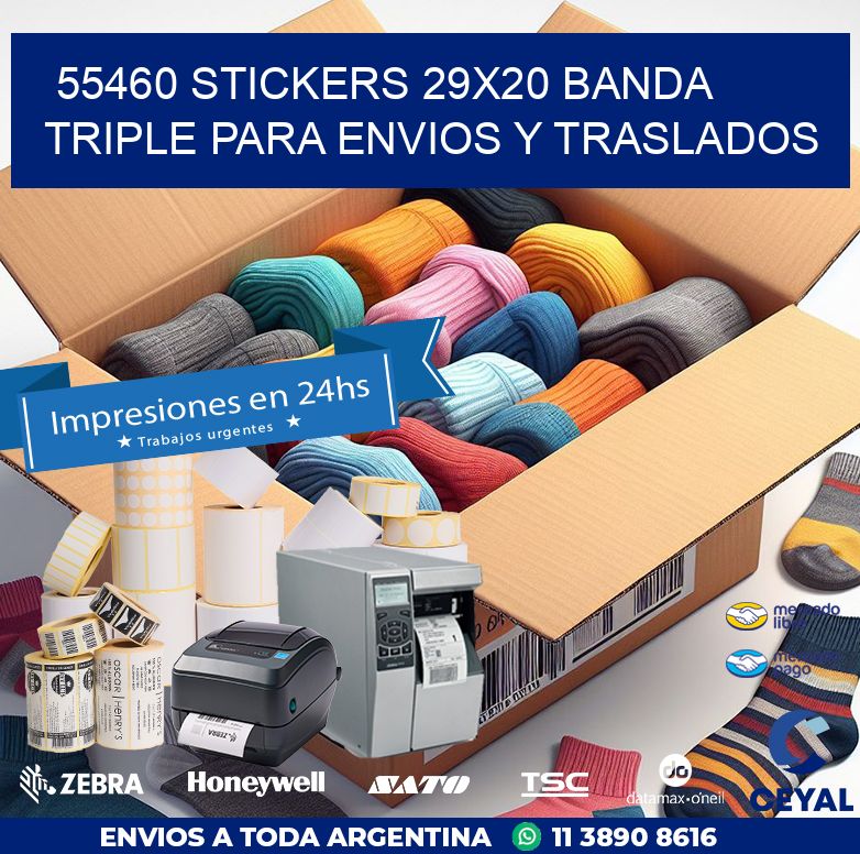 55460 STICKERS 29X20 BANDA TRIPLE PARA ENVIOS Y TRASLADOS