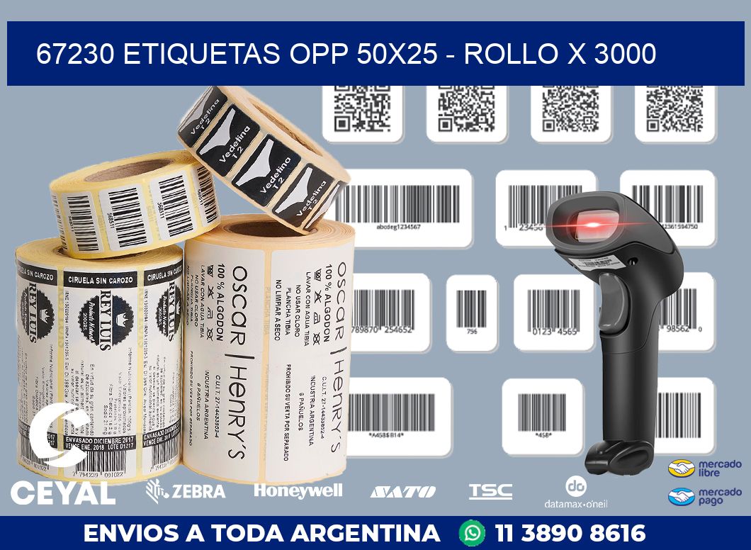 67230 ETIQUETAS OPP 50X25 - ROLLO X 3000
