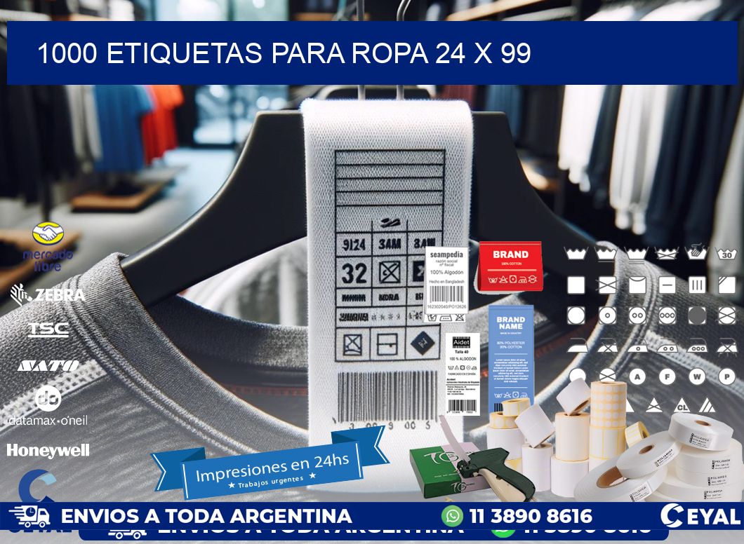 1000 ETIQUETAS PARA ROPA 24 x 99