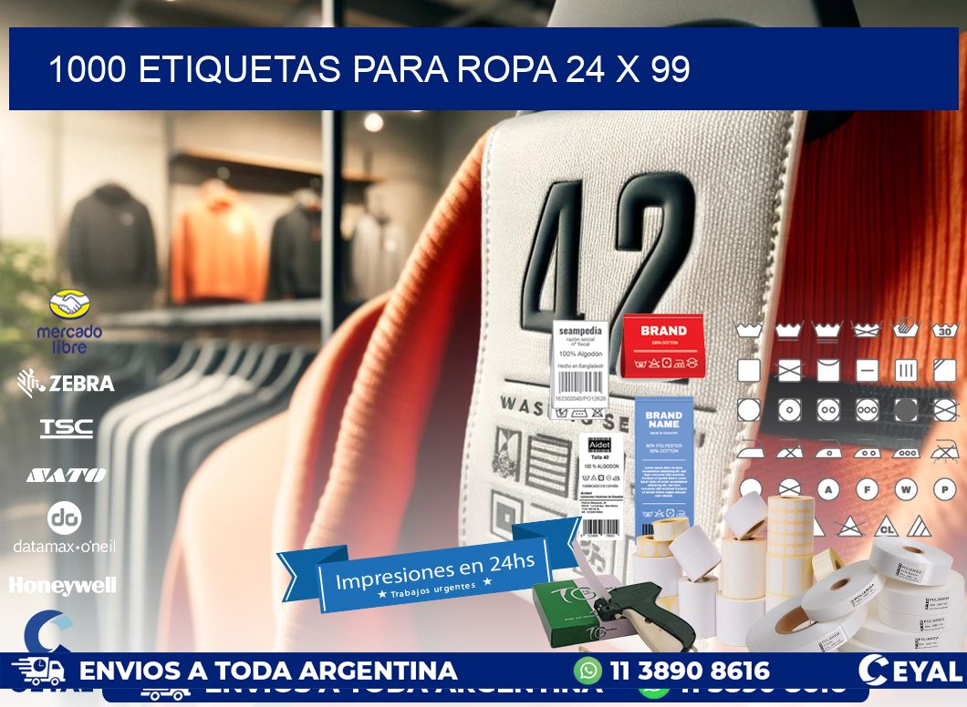 1000 ETIQUETAS PARA ROPA 24 x 99