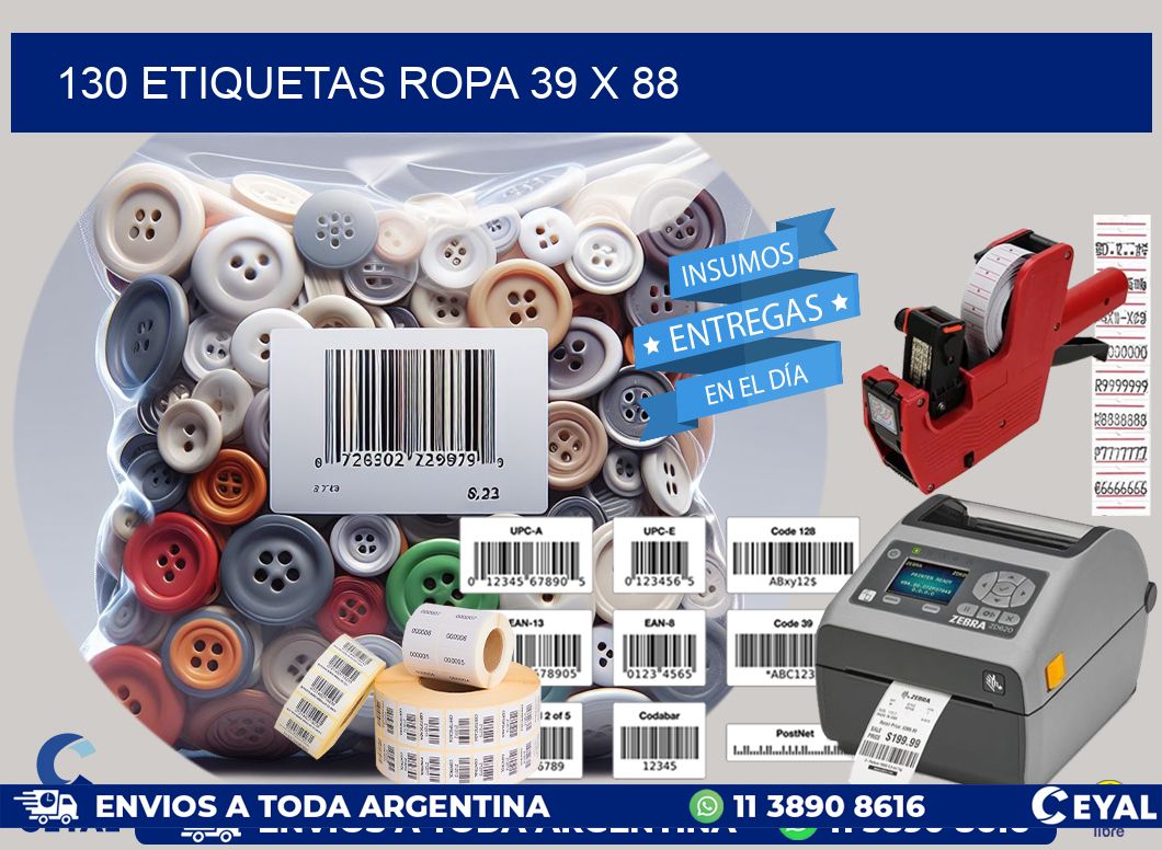 130 ETIQUETAS ROPA 39 x 88