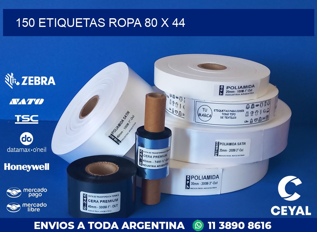 150 ETIQUETAS ROPA 80 x 44