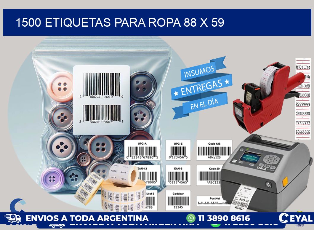 1500 ETIQUETAS PARA ROPA 88 x 59