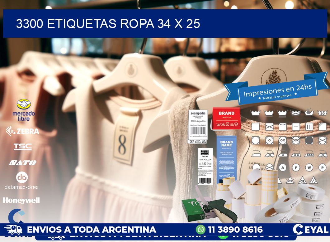 3300 ETIQUETAS ROPA 34 x 25