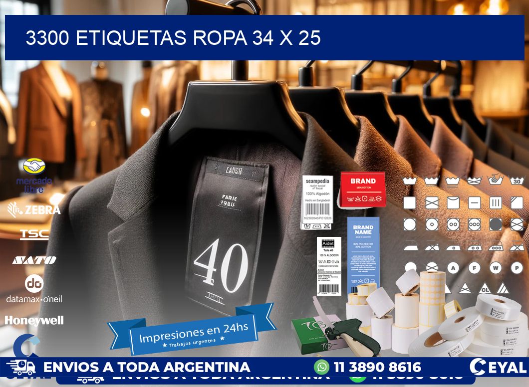 3300 ETIQUETAS ROPA 34 x 25