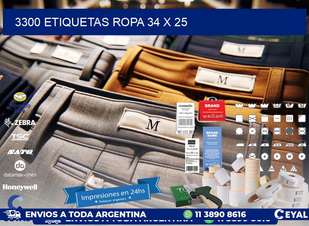 3300 ETIQUETAS ROPA 34 x 25