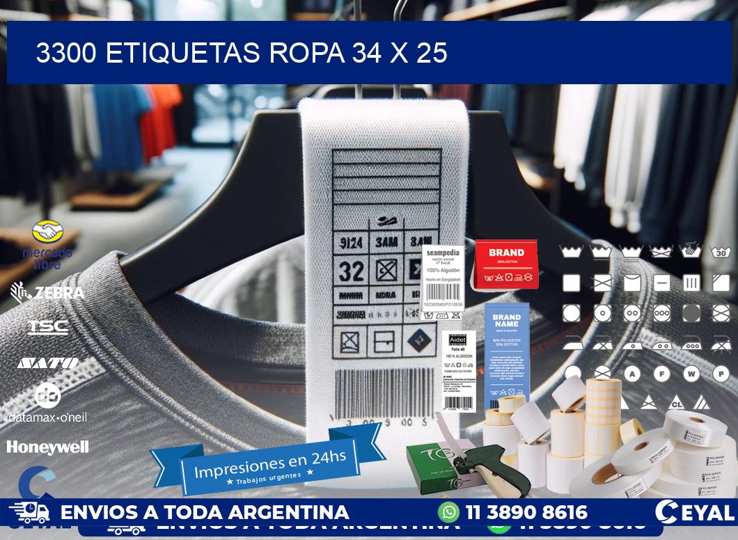 3300 ETIQUETAS ROPA 34 x 25