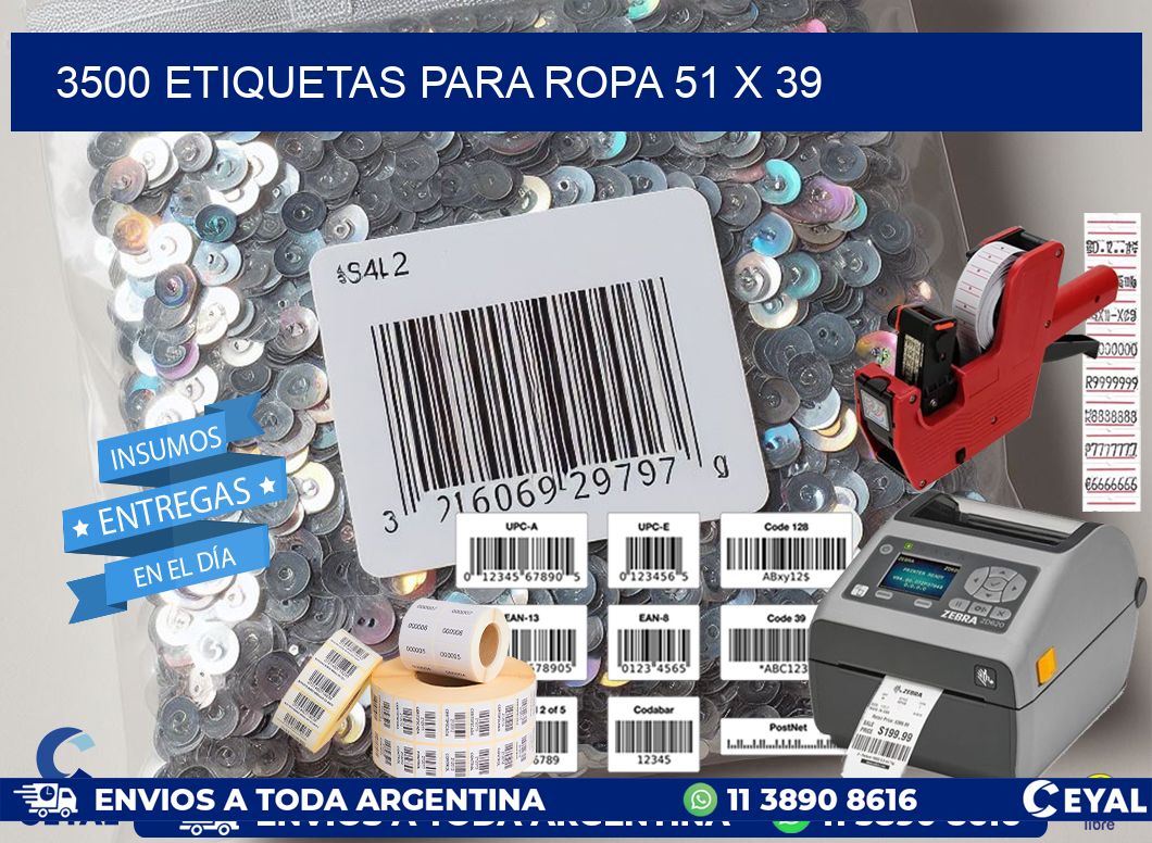 3500 ETIQUETAS PARA ROPA 51 x 39