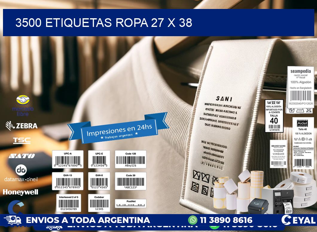 3500 ETIQUETAS ROPA 27 x 38