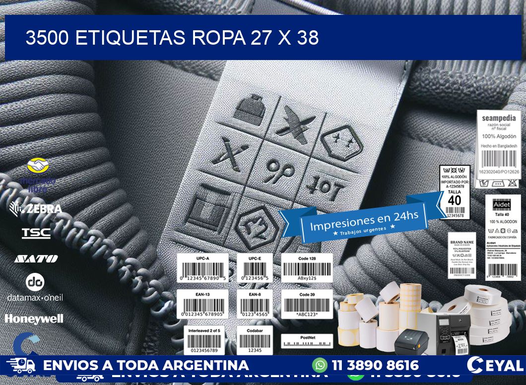 3500 ETIQUETAS ROPA 27 x 38