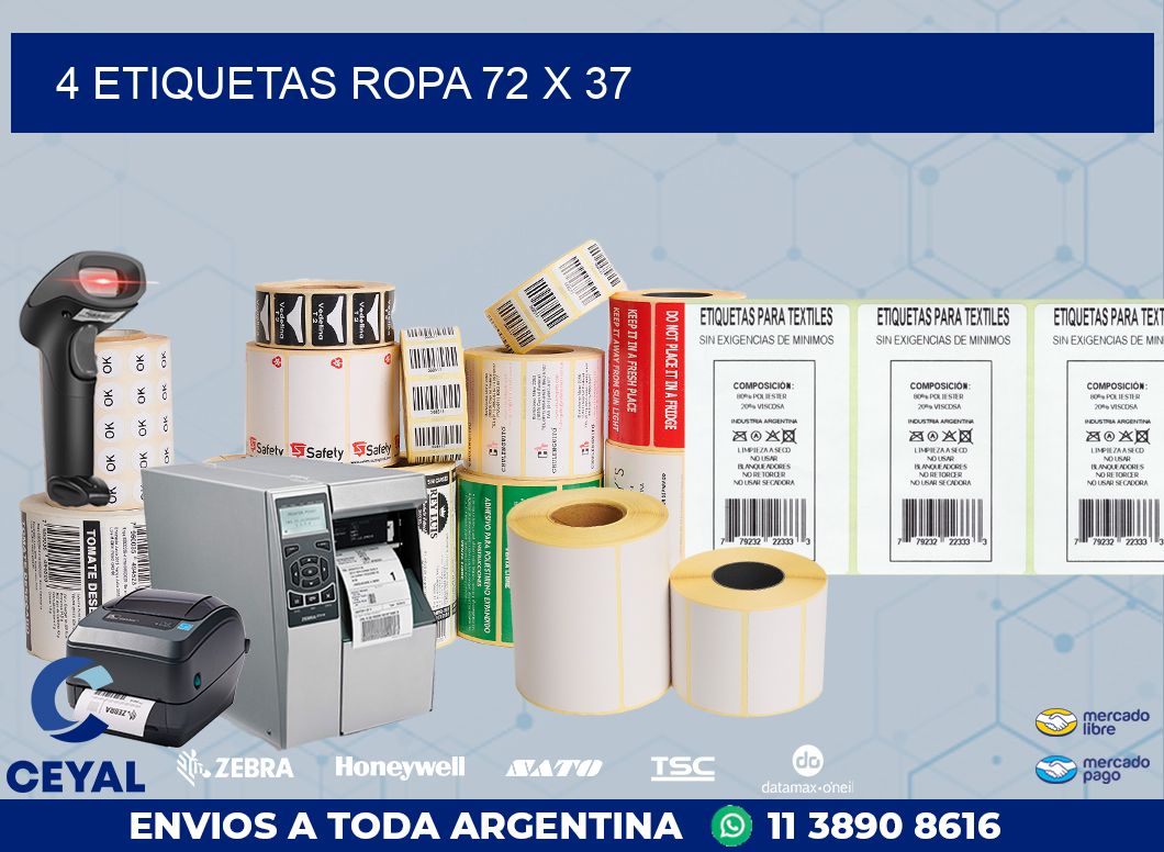 4 ETIQUETAS ROPA 72 x 37