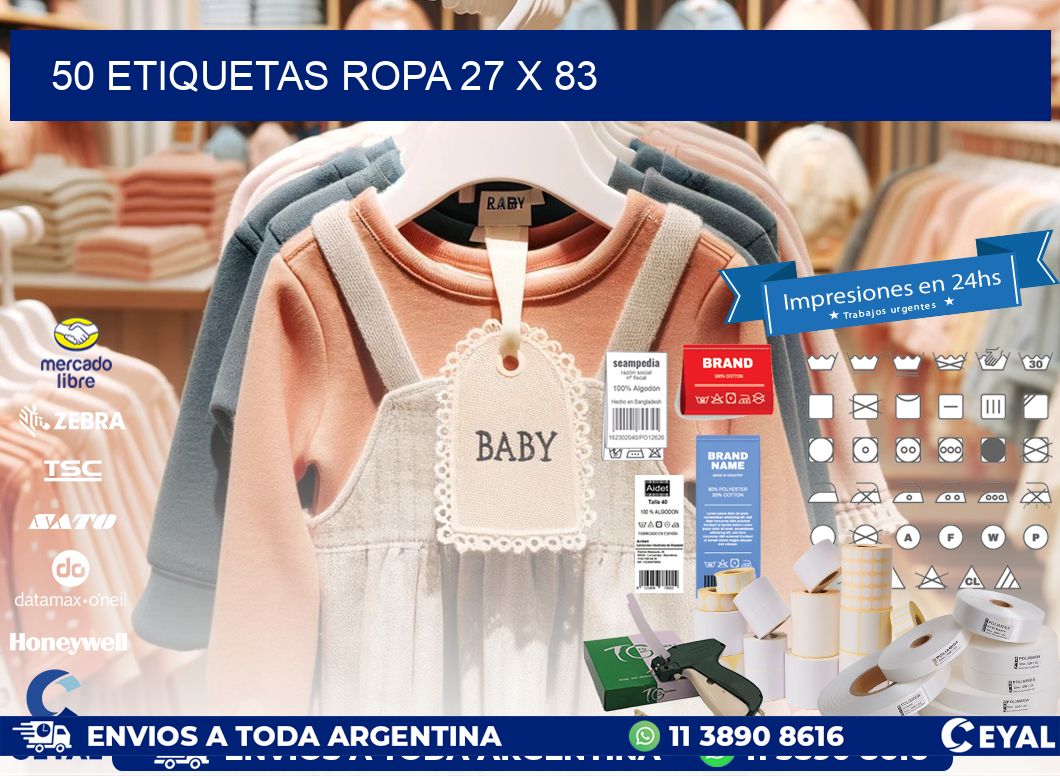 50 ETIQUETAS ROPA 27 x 83