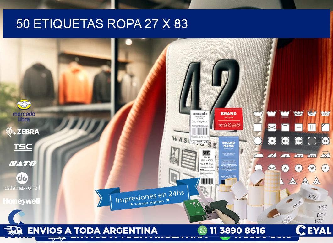 50 ETIQUETAS ROPA 27 x 83