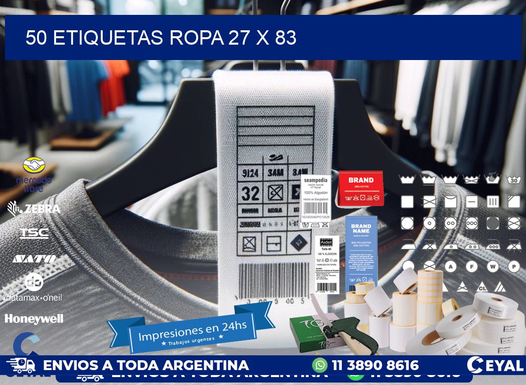 50 ETIQUETAS ROPA 27 x 83