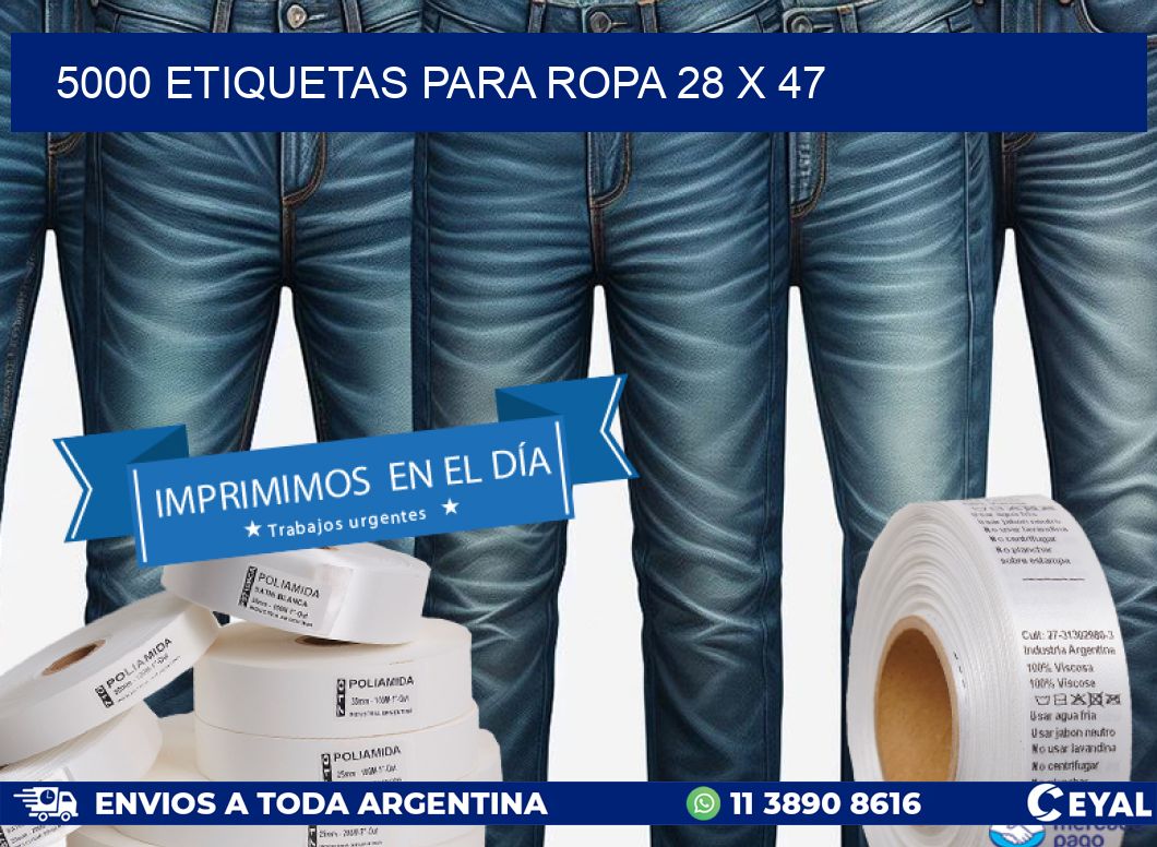 5000 ETIQUETAS PARA ROPA 28 x 47