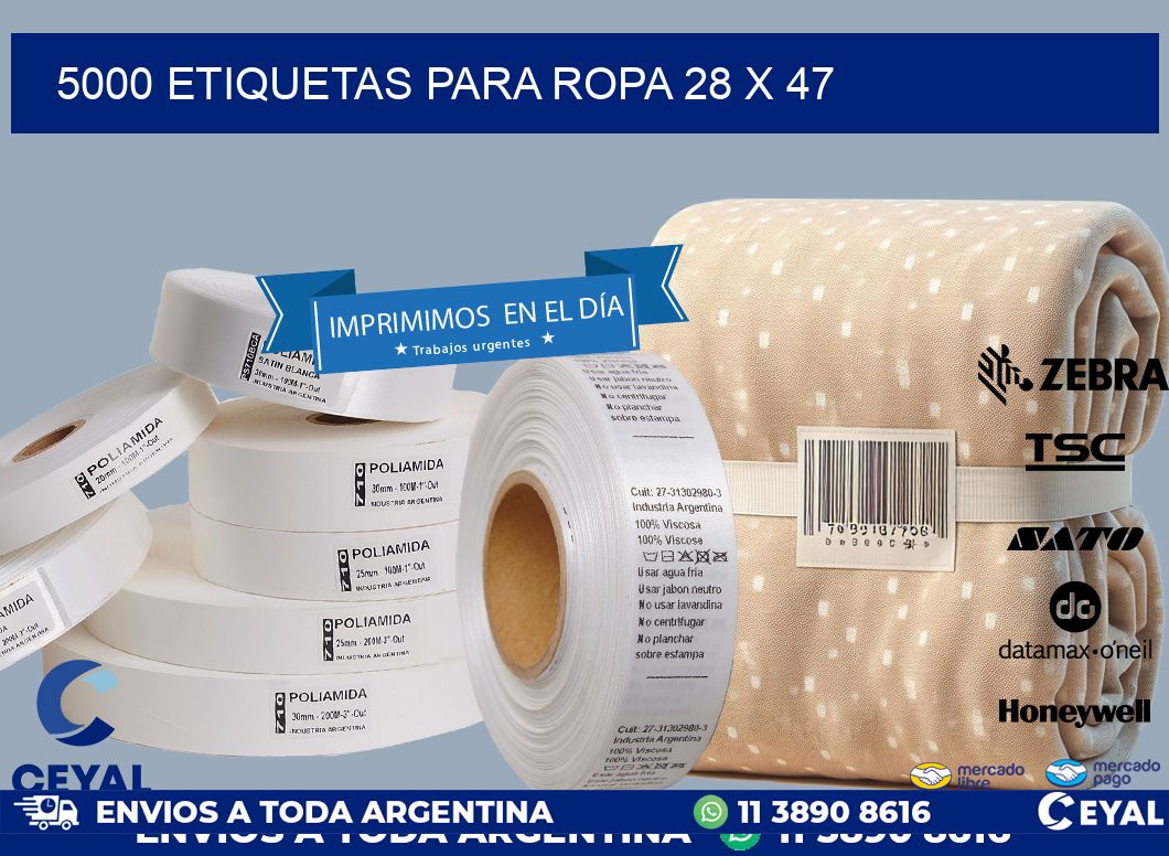 5000 ETIQUETAS PARA ROPA 28 x 47