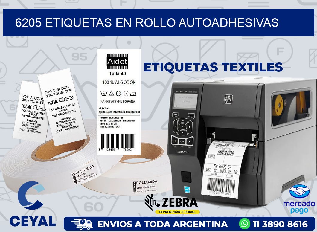 6205 ETIQUETAS EN ROLLO AUTOADHESIVAS