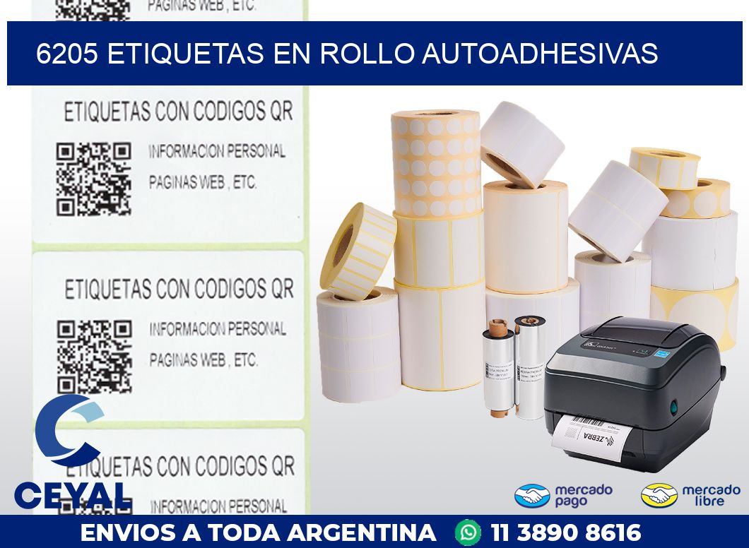 6205 ETIQUETAS EN ROLLO AUTOADHESIVAS